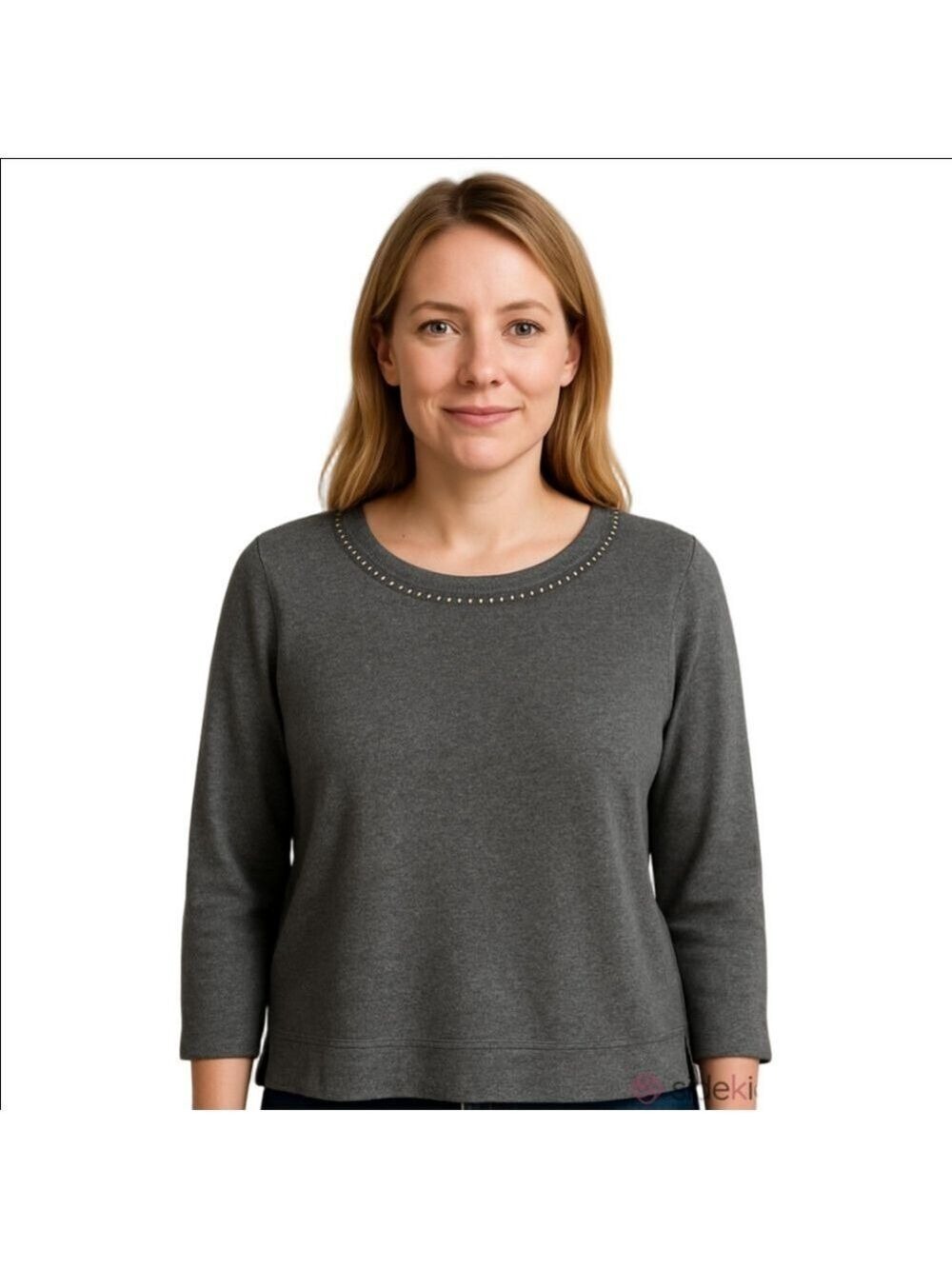 Rafaella Gray Cotton Shirt Women's Medium
